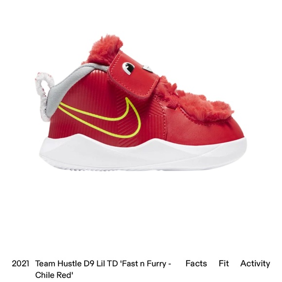Nike Team Hustle D9 Lil 'Fast n Furry - Chile Red' CT4066-600 size 10C - Picture 8 of 8